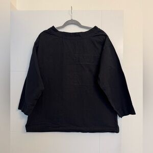 MHL. By Margaret Howell Cornish Smock Tunic Pullover Top  Pockets Small Black